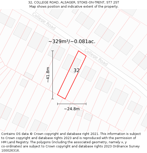 32, COLLEGE ROAD, ALSAGER, STOKE-ON-TRENT, ST7 2ST: Plot and title map