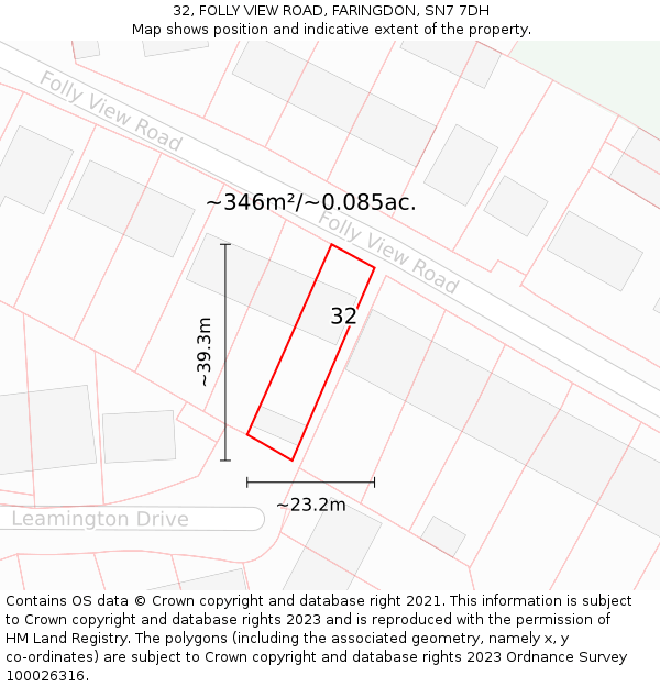 32, FOLLY VIEW ROAD, FARINGDON, SN7 7DH: Plot and title map