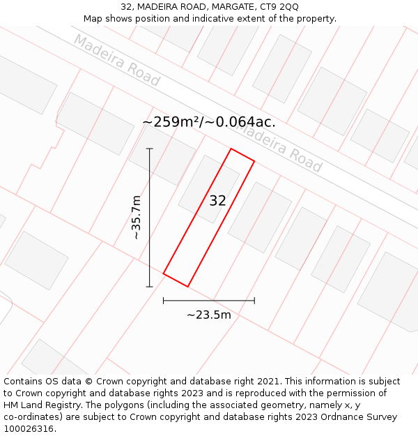 32, MADEIRA ROAD, MARGATE, CT9 2QQ: Plot and title map