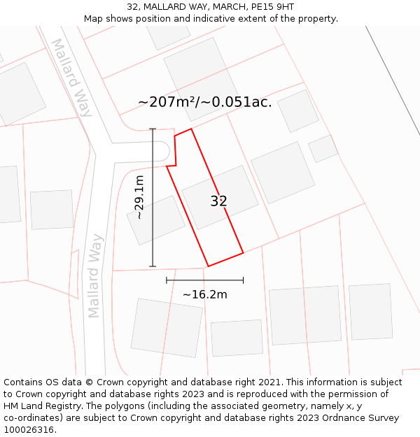 32, MALLARD WAY, MARCH, PE15 9HT: Plot and title map