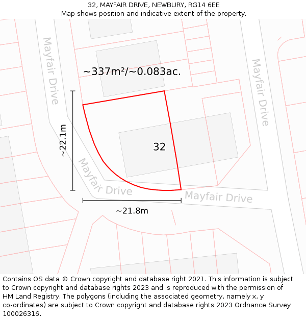 32, MAYFAIR DRIVE, NEWBURY, RG14 6EE: Plot and title map