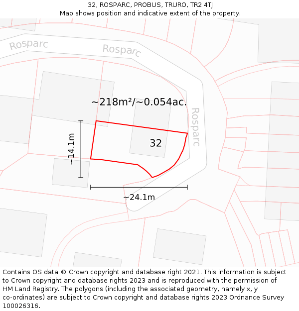 32, ROSPARC, PROBUS, TRURO, TR2 4TJ: Plot and title map