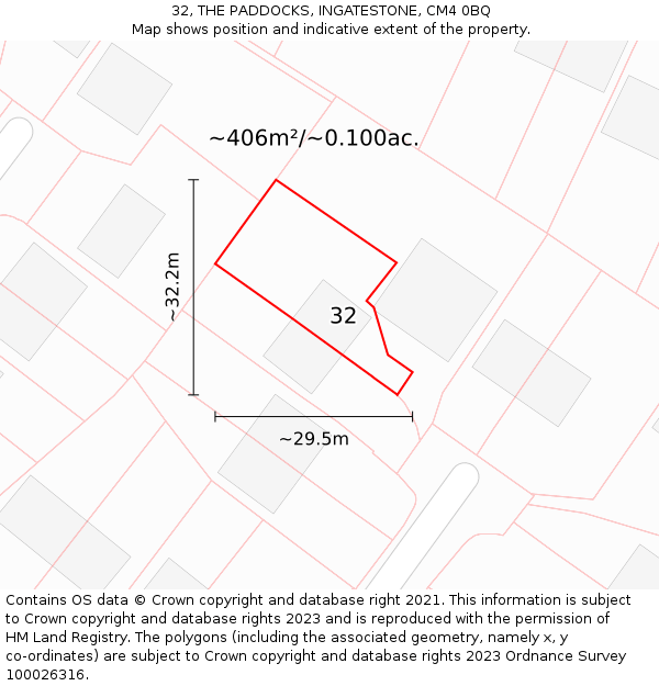 32, THE PADDOCKS, INGATESTONE, CM4 0BQ: Plot and title map