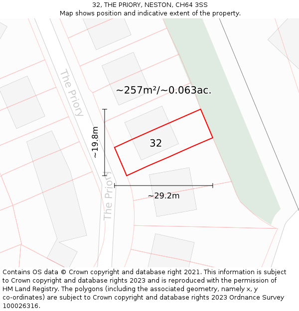 32, THE PRIORY, NESTON, CH64 3SS: Plot and title map