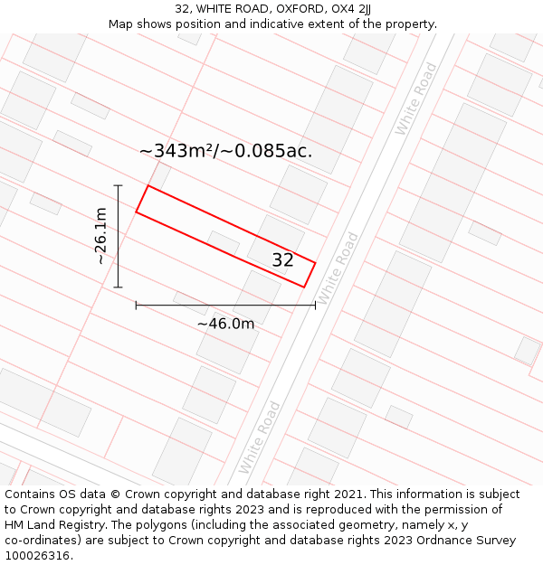 32, WHITE ROAD, OXFORD, OX4 2JJ: Plot and title map