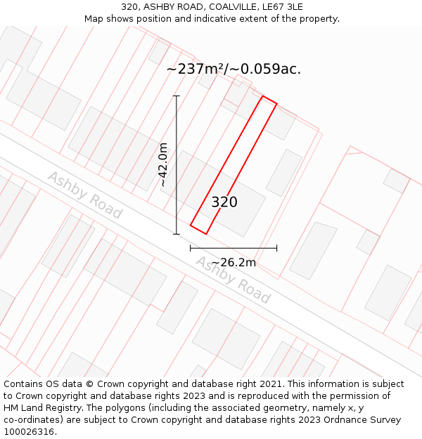 320, ASHBY ROAD, COALVILLE, LE67 3LE: Plot and title map