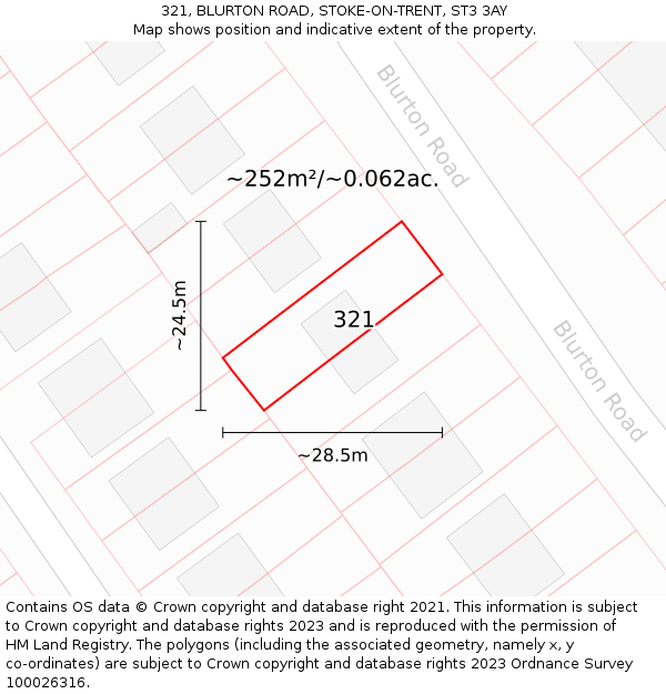 321, BLURTON ROAD, STOKE-ON-TRENT, ST3 3AY: Plot and title map