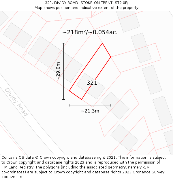 321, DIVIDY ROAD, STOKE-ON-TRENT, ST2 0BJ: Plot and title map