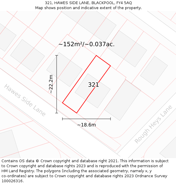 321, HAWES SIDE LANE, BLACKPOOL, FY4 5AQ: Plot and title map