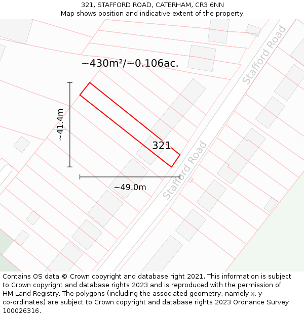 321, STAFFORD ROAD, CATERHAM, CR3 6NN: Plot and title map