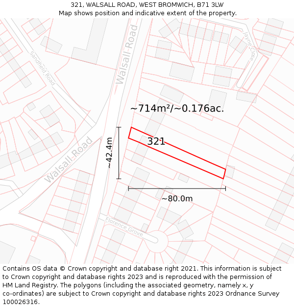 321, WALSALL ROAD, WEST BROMWICH, B71 3LW: Plot and title map