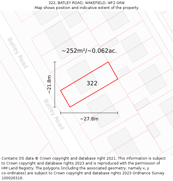 322, BATLEY ROAD, WAKEFIELD, WF2 0AW: Plot and title map