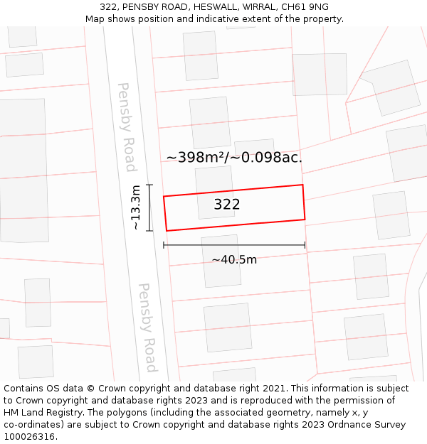 322, PENSBY ROAD, HESWALL, WIRRAL, CH61 9NG: Plot and title map