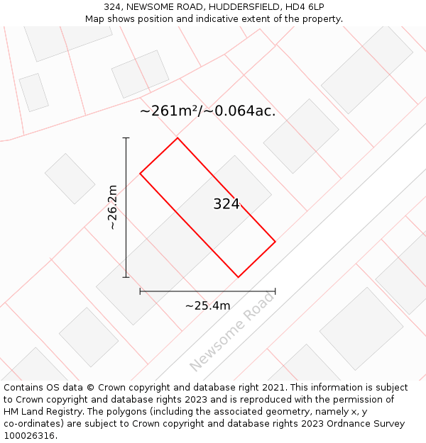 324, NEWSOME ROAD, HUDDERSFIELD, HD4 6LP: Plot and title map