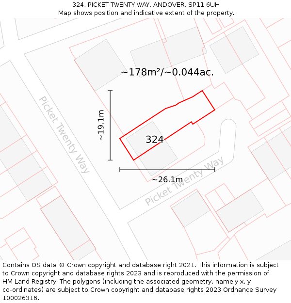 324, PICKET TWENTY WAY, ANDOVER, SP11 6UH: Plot and title map