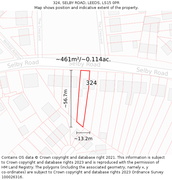 324, SELBY ROAD, LEEDS, LS15 0PR: Plot and title map