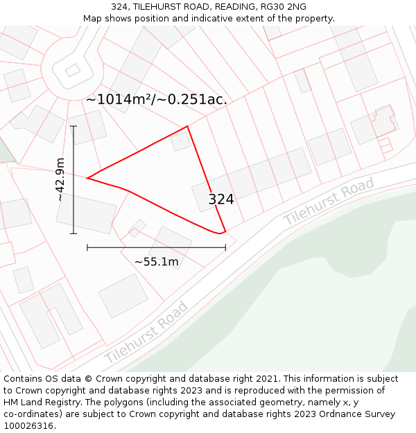 324, TILEHURST ROAD, READING, RG30 2NG: Plot and title map