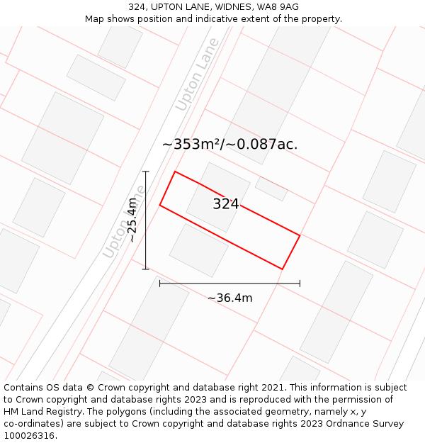 324, UPTON LANE, WIDNES, WA8 9AG: Plot and title map