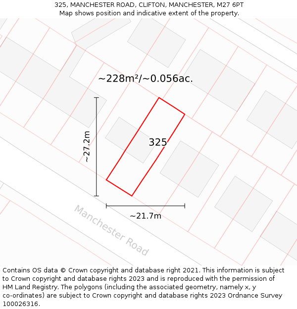 325, MANCHESTER ROAD, CLIFTON, MANCHESTER, M27 6PT: Plot and title map