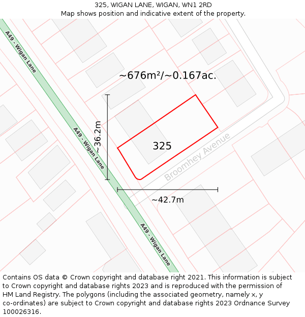 325, WIGAN LANE, WIGAN, WN1 2RD: Plot and title map