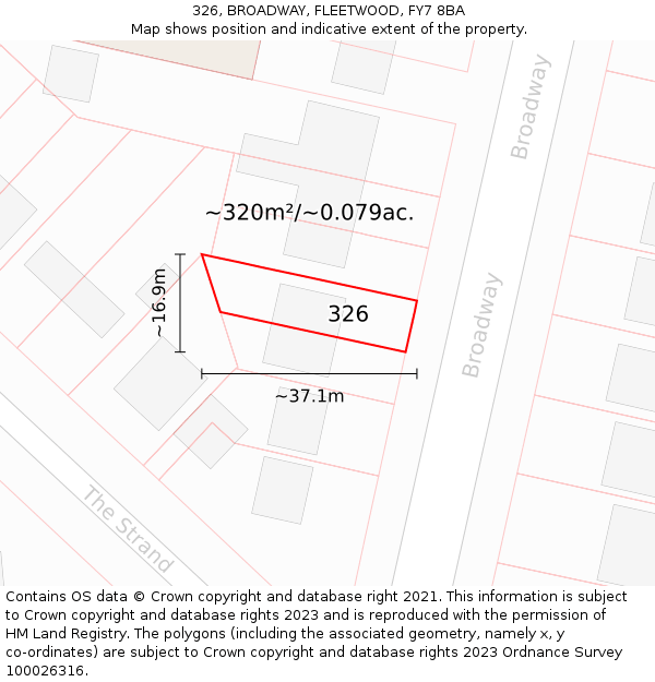 326, BROADWAY, FLEETWOOD, FY7 8BA: Plot and title map