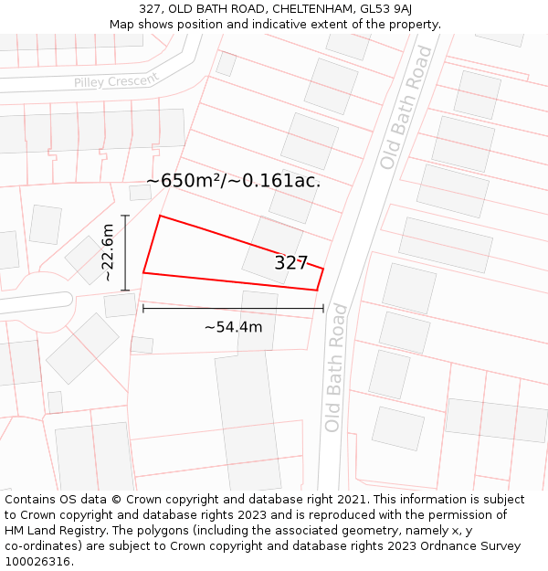 327, OLD BATH ROAD, CHELTENHAM, GL53 9AJ: Plot and title map