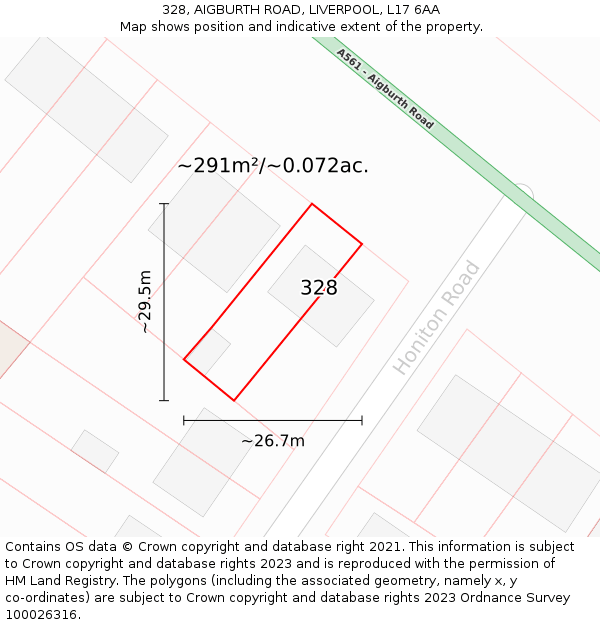 328, AIGBURTH ROAD, LIVERPOOL, L17 6AA: Plot and title map