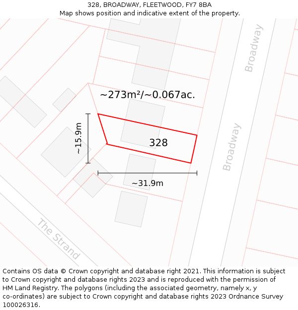 328, BROADWAY, FLEETWOOD, FY7 8BA: Plot and title map