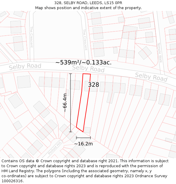 328, SELBY ROAD, LEEDS, LS15 0PR: Plot and title map