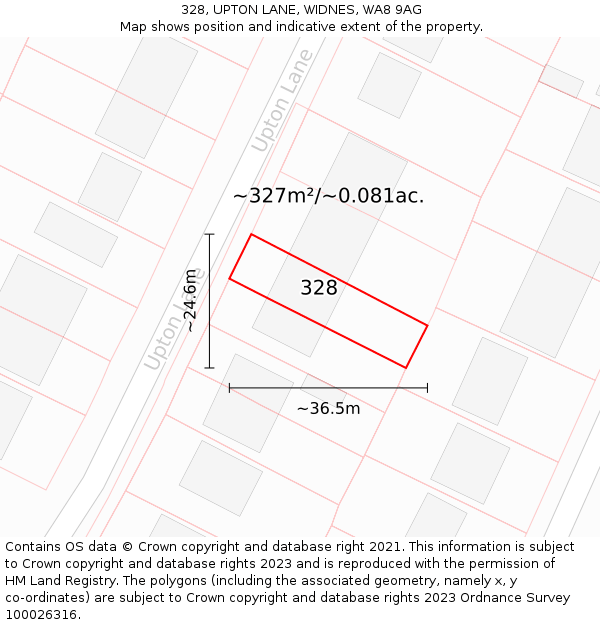 328, UPTON LANE, WIDNES, WA8 9AG: Plot and title map