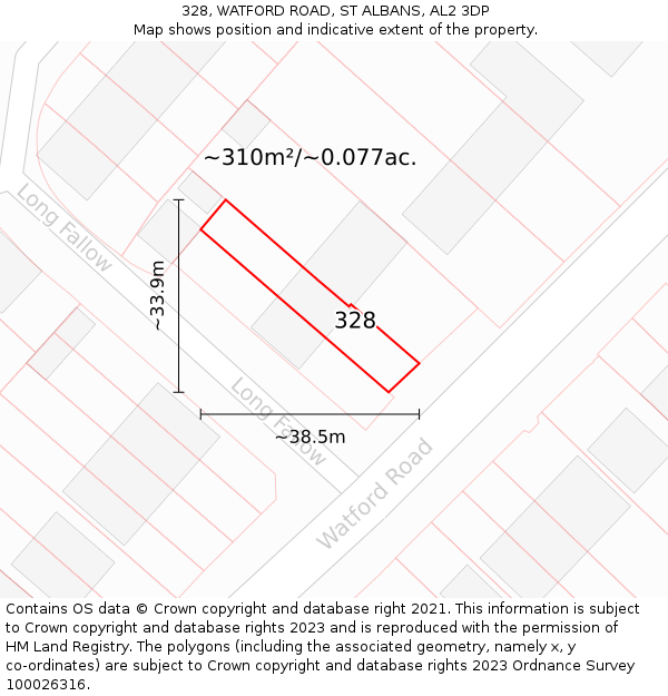 328, WATFORD ROAD, ST ALBANS, AL2 3DP: Plot and title map