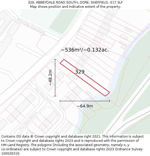 329, ABBEYDALE ROAD SOUTH, DORE, SHEFFIELD, S17 3LF: Plot and title map