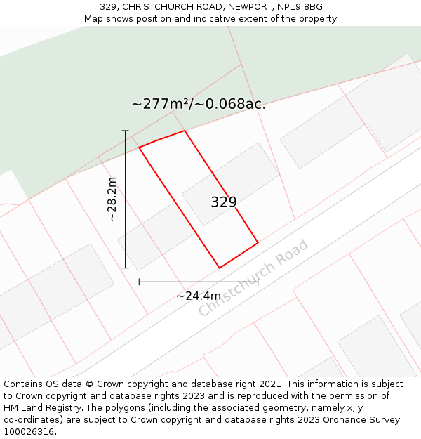 329, CHRISTCHURCH ROAD, NEWPORT, NP19 8BG: Plot and title map