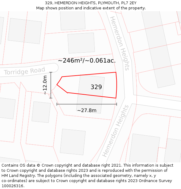 329, HEMERDON HEIGHTS, PLYMOUTH, PL7 2EY: Plot and title map