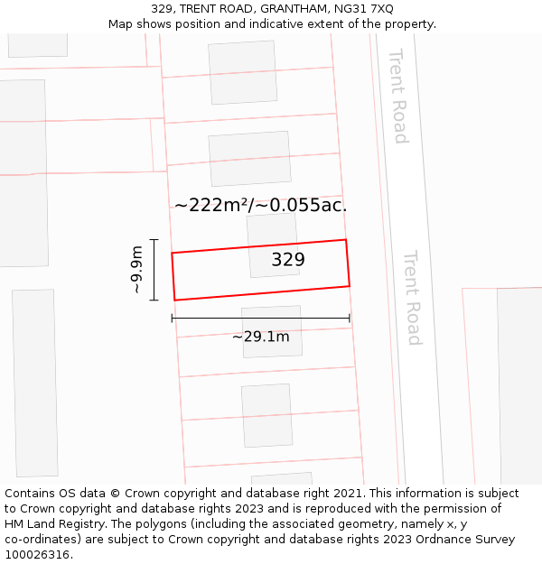 329, TRENT ROAD, GRANTHAM, NG31 7XQ: Plot and title map