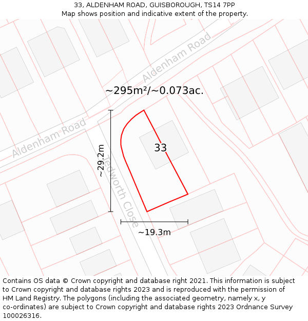 33, ALDENHAM ROAD, GUISBOROUGH, TS14 7PP: Plot and title map