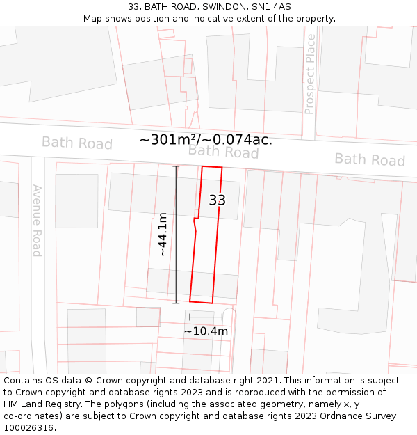 33, BATH ROAD, SWINDON, SN1 4AS: Plot and title map