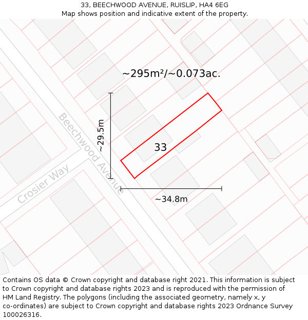 33, BEECHWOOD AVENUE, RUISLIP, HA4 6EG: Plot and title map