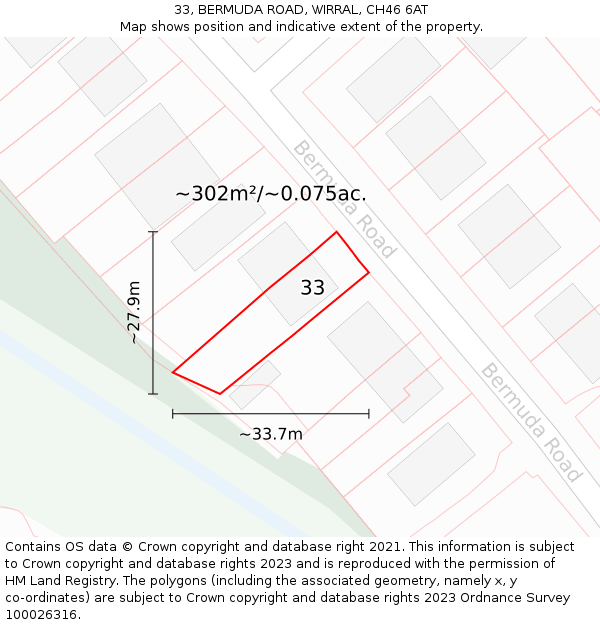 33, BERMUDA ROAD, WIRRAL, CH46 6AT: Plot and title map