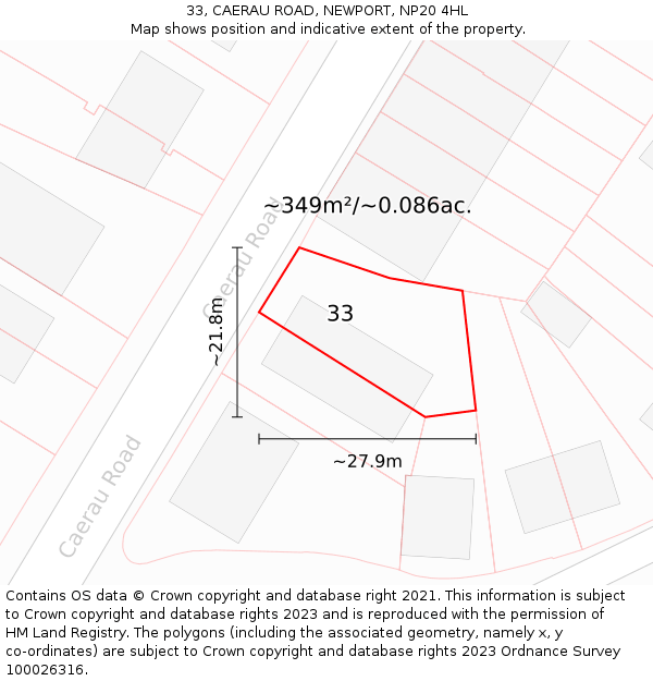 33, CAERAU ROAD, NEWPORT, NP20 4HL: Plot and title map