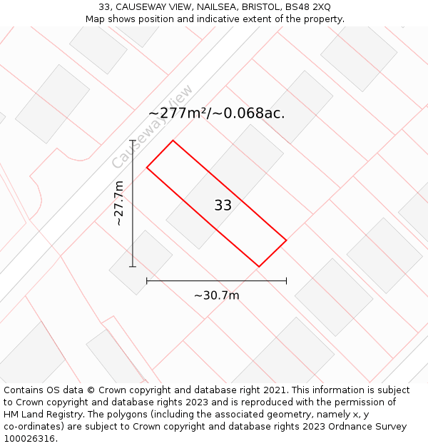 33, CAUSEWAY VIEW, NAILSEA, BRISTOL, BS48 2XQ: Plot and title map