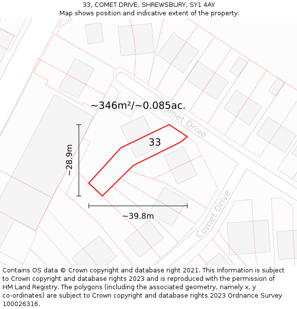 33, COMET DRIVE, SHREWSBURY, SY1 4AY: Plot and title map