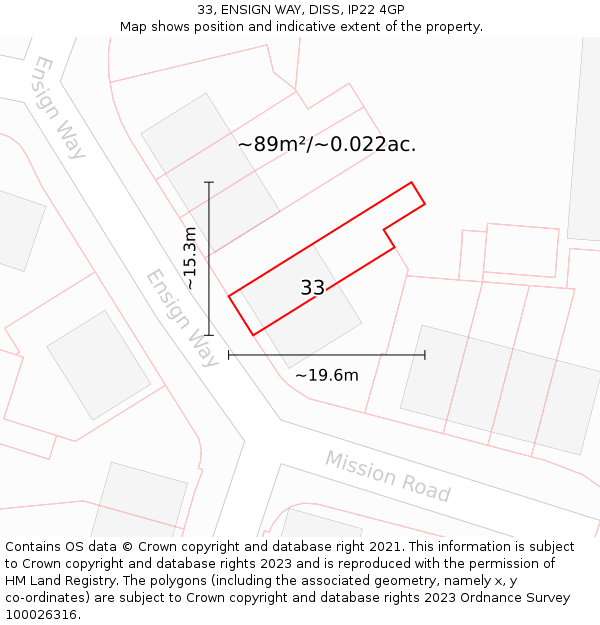 33, ENSIGN WAY, DISS, IP22 4GP: Plot and title map