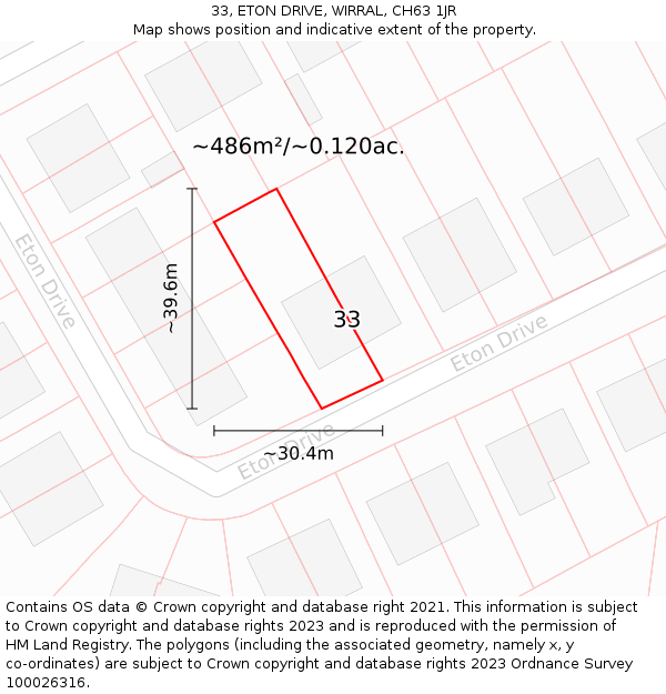 33, ETON DRIVE, WIRRAL, CH63 1JR: Plot and title map