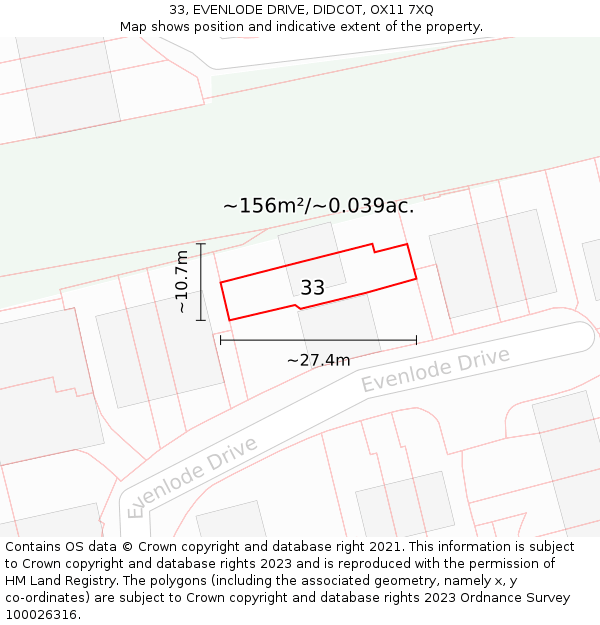 33, EVENLODE DRIVE, DIDCOT, OX11 7XQ: Plot and title map