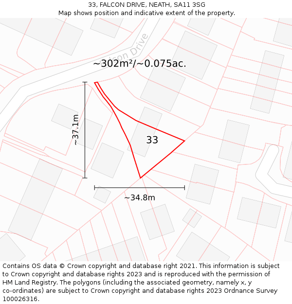 33, FALCON DRIVE, NEATH, SA11 3SG: Plot and title map