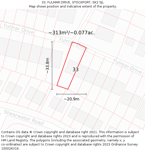 33, FULMAR DRIVE, STOCKPORT, SK2 5JL: Plot and title map