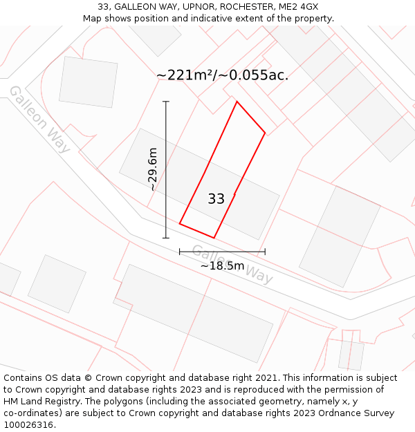 33, GALLEON WAY, UPNOR, ROCHESTER, ME2 4GX: Plot and title map