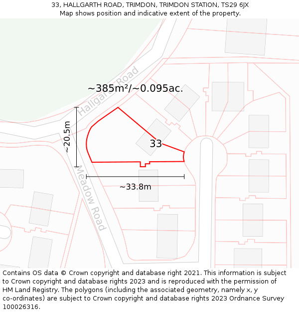 33, HALLGARTH ROAD, TRIMDON, TRIMDON STATION, TS29 6JX: Plot and title map