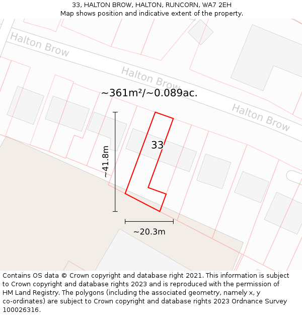 33, HALTON BROW, HALTON, RUNCORN, WA7 2EH: Plot and title map